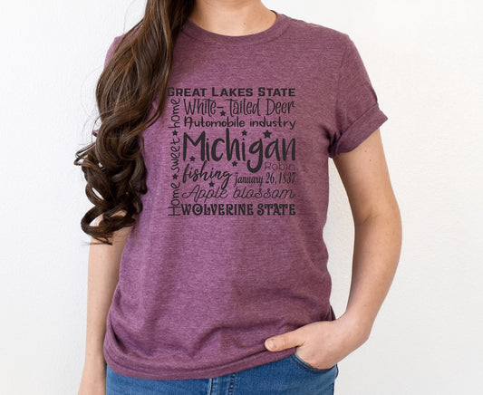 Michigan Word Art Graphic Tee