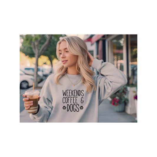Weekend. Coffee. Dogs. – Cozy Fleece Sweatshirt